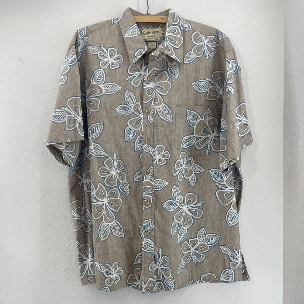 Cooke Street Honolulu Mens XL Hawaiian Shirt Aloha Tropical Floral‎ 100% Cotton
